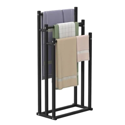 Produktbild von 3-Ebenen Handtuchständer Handtuchhalter Stehend Handtuchständer freistehend Badezimmer Badetuchhalterung aus Metall Schwarz