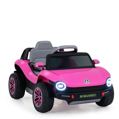 Produktbild von COSTWAY Kinder Elektroauto VW, 12V Kinderauto elektrisch mit 2,4G Fernbedienung, Hupe, Musik, USB, Scheinwerfer&Stauraum, 2,5-4 km/h für Kinder 3+Rosa