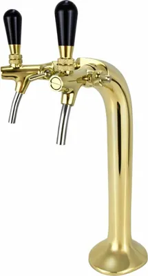 Produktbild von BieTal® Classic Cobra Schanksäule Zapfsäule 2-leitig 7mm vergoldet & Schankhähne