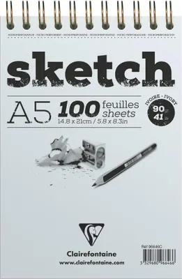 Produktbild von Clairefontaine 96646C, Weiß, A5 (148 x 210 mm), 90 g/m², 100 Blätter