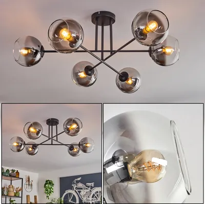 Produktbild von Cesaro Deckenlampe aus Metall/Glas in Schwarz/Rauchfarben/Klar