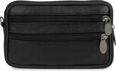 Immagine prodotto di Spaziosa borsa da cintura in pelle per uomo, nera