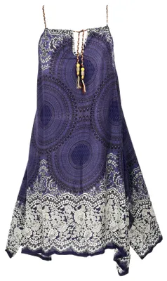 Produktbild von Boho Dashiki Midikleid, Trägerkleid, Strandkleid für Starke Frauen - Blau, Damen, Viskose, Kleider