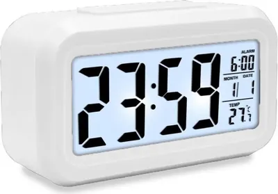 Produktbild von LED Wecker Digital Alarmwecker Uhr Kalender Beleuchtet Schlummerfunktion Alarm Weiß