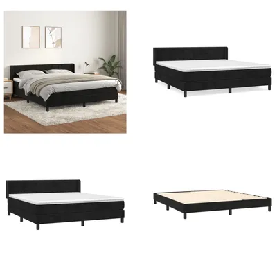 Image de vidaXL Lit boxspring avec matelas noir 180x200 cm velours - Lit boxspring - Lits boxspring - Lit - Meubles de chambre à coucher