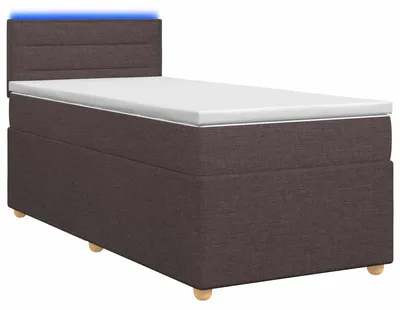 Image de vidaXL Lit boxspring avec matelas brun foncé 90 x 200 cm Tissu