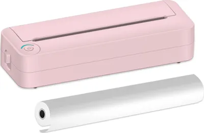 Produktbild von A4 Papierdrucker Drahtloser Bluetooth-Thermodrucker für mobile Büros, unterstuetzt mobile Fotodrucker, 210 mm Fotodrucker Thermotransferdrucker mit 1 Rolle Thermopapier Kompatibel mit Android iOS, Rosa