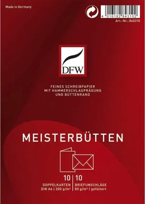 Produktbild von DFW 840310 Doppelkarte Meisterbütten - A6 hoch, 10/10