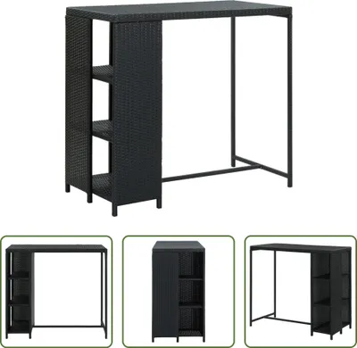 Obrázok produktu pre The Living Store Barový stôl s policou čierny 120x60x110 cm polyratan