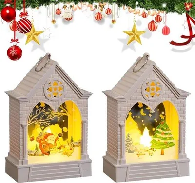 Image de Lot de 2 lampes-bougies à piles - Décoration de Noël pour l'intérieur et l'extérieur - Décoration de table
