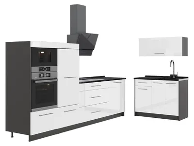 Zdjęcie produktu dla Kuchnia Vicco Fame-Line Biały wysoki połysk/Antracyt 380 cm, BP Antracyt, Model 64076