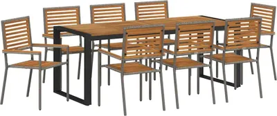 Produktbild von vidaXL Garten Essgruppe 9 pcs Grau und Braun Poly-Rattan
