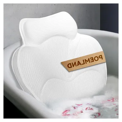 Produktbild von Badewannenkissen – Nackenkissen für die Badewanne aus 3D Air Mesh, rutschfest und schnelltrocknend (Weiß)