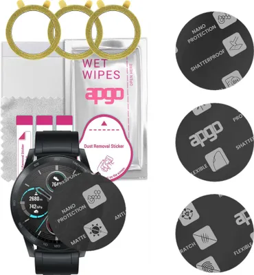 Produktbild von apgo 3 Stück Schutzglas, Matt, kompatibel mit Honor Magic Watch 2 46mm Smartwatch, Hybrid 8H, Ersatz für Hartglas, Displayschutzglas, Bildschirmschutz, Displayschutz, kratzfest