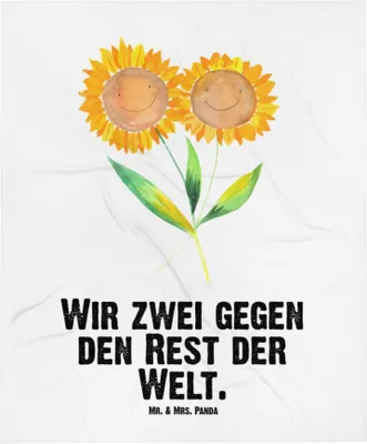 Produktbild von Mr. & Mrs. Panda Babydecke Blume Sonnenblume - Weiß - Geschenk, Kinderwagendecke, Kinderdecke, Beste Freundin, Sonnenblumen, Zusammen, Erstlingsdecke, Garten, Plaid
