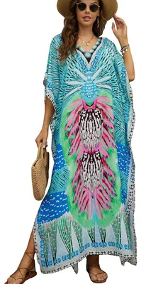 Produktbild von Solidchoice - Langer, böhmischer Maxirock/Kimono-Kleid für den Strand