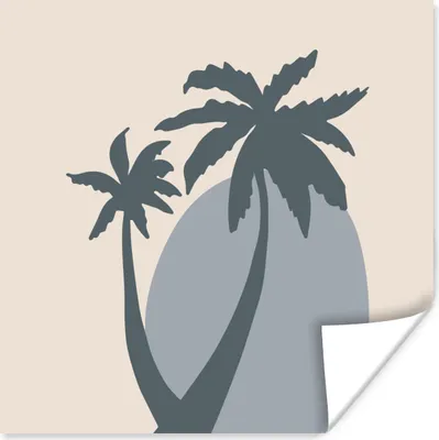 Produktbild von MuchoWow® Poster Palme - Pastell - Sonne - Blau 50x50 cm - Wohnzimmerdekoration