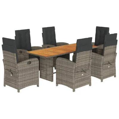 Productafbeelding van vidaXL 7-delige tuinset met kussens, grijs, polyrotan