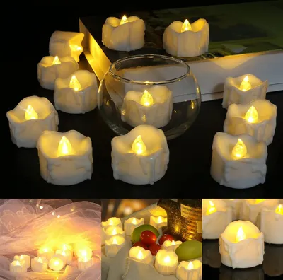 Zdjęcie produktu dla 24Pcs Bezpłomieniowe Świece Zasilane Bateryjnie Świece LED Podgrzewane Świece Elektryczne na Boże Narodzenie Przyjęcie Wesele Dekoracja Sypialni