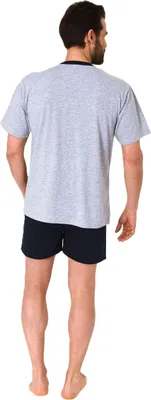 Produktbild von Herren kurzarm Schlafanzug Shorty Pyjama ; blau , 58