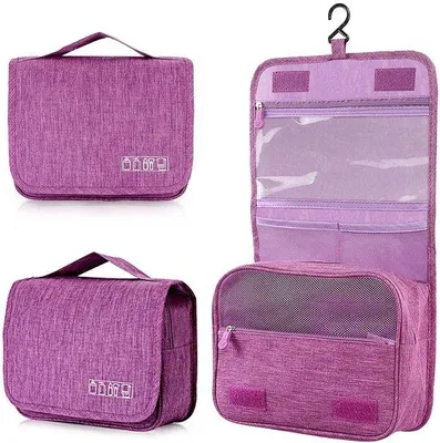 Productafbeelding van Ibenzoa® Opvouwbare toilettas, 46x24x9 cm (samengevouwen 24x20x10 cm) – waterdicht, duurzaam polyester, veel vakken en haken
