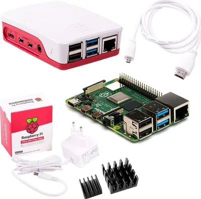 Produktbild von Raspberry Pi 4 Computer Modell B, 4GB RAM Light Starter Kit, weiß