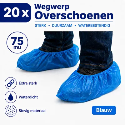 Productafbeelding van 20 x Schoenhoesjes | Extra Sterk | 75Mu | Blauw | Waterdicht | Herbruikbaar | Overschoenen | Schoenhoezen | Schoenovertrek, AI-gegenereerde afbeelding