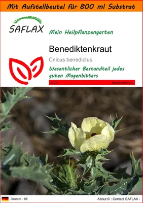Produktbild von SAFLAX Garden in the bag - Benediktenkraut - Cnicus benedictus - 50 Samen - Mit Anzuchtsubstrat im praktischen, selbst aufstellenden Beutel