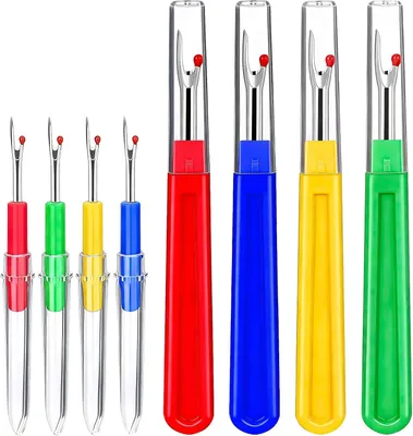 Produktbild von 8-teiliges Set von Nahttrennern, 4 große und 4 kleine Werkzeuge für präzises Auftrennen von Nähten, Nähzubehör für Stoffreparaturen und Handarbeiten