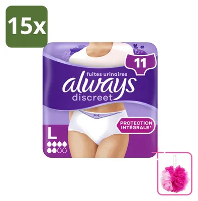 Image de 15 culottes absorbantes Always Discreet pour l'incontinence - Taille L - Pack économique - 15 pièces