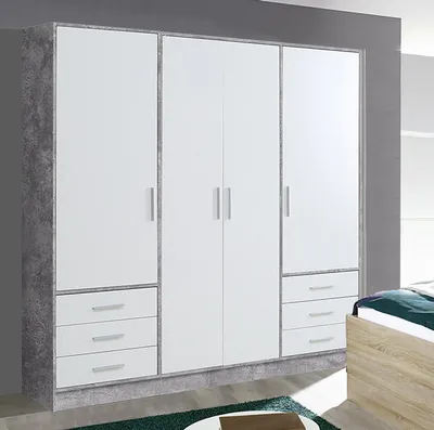 Image de Armoire 206,5 cm, aspect béton blanc, armoire de chambre
