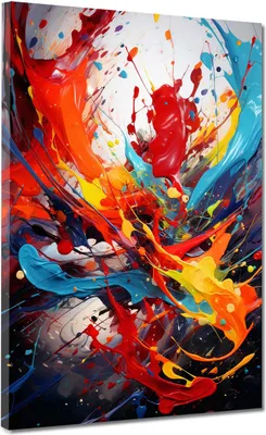 Produktbild von Abstrakt Farbexplosion Kunst Leinwandbild Wandbild Kunstdruck XL Wanddeko: 90x120x4cm