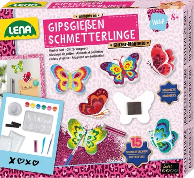 Produktbild von LENA Gipsgießen Glitter Schmetterlinge Glitzer Magnete