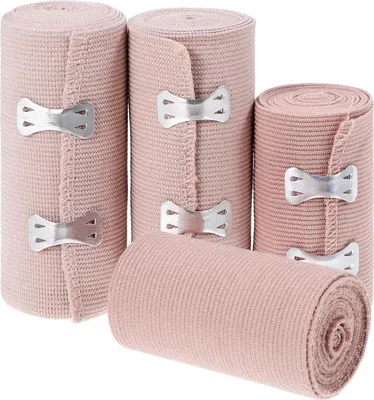 Zdjęcie produktu dla Elastyczne bandaże medyczne z metalowymi klipsami, opakowanie 4 sztuk, 7,5 cm, 10 cm