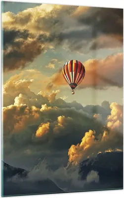Produktbild von Bilder auf glas - Einteilig - Wolken Ballon Flug - 50x70cm - Glasbilder - Wandbilder - Bilder - zum Aufhängen bereit - Wanddekoration aus Glas - Glas Bilder - Wandbild auf Glas - GPA50x70-3791