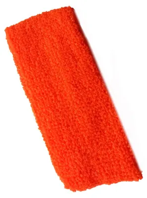 Produktbild von Orange Frottee-Look Stirnband für 80er Jahre Mottoparty und Aerobic, dehnbar