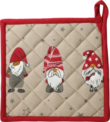 Produktbild von Baumwoll-Topflappen mit Wichtelmotiv, 20×20 cm