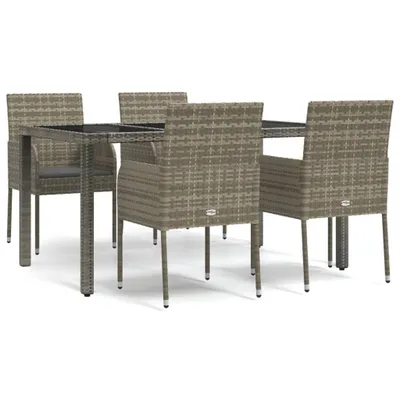 Obrázok produktu pre vidaXL 5-dielna záhradná jedálenská súprava s vankúšmi Grey Poly Rattan