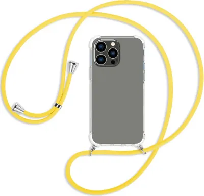 Produktbild von Handykette Backcover-Schutzhülle mit Band (Metall silberfarben) für Apple iPhone 14 Pro Max (6.7'') - gelb