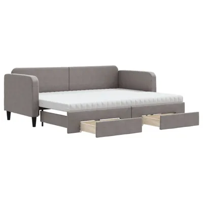 Immagine prodotto di Divano Letto Estraibile con Cassetti Tortora 80x200 cm Tessuto