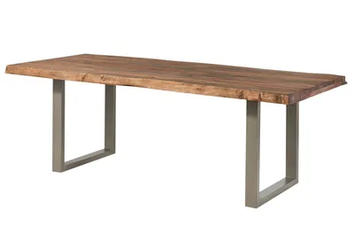 Image de MASSIVMOEBEL24 | Table à manger 220x100 en bois de Sheesham teinté brun mat pieds en U gris FREEFORM 5