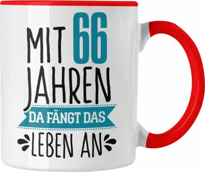 Produktbild von Trendation  - Lustiges Geschenk 66. Geburtstag für Männer und Frauen Tasse 66er Geschenkiee Spruch (Rot)