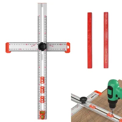 Obrázek produktu pro Omgoods - Úhloměr a pravítko 4 v 1 - Kvalitní hliníkové pravítko pro přesné měření (60 cm)