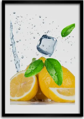 Produktbild von Bild - Bilderrahmen - Foto - 70 cm x 100 cm - MDF - Rahmen - Wandkunst - Zitrone und Eis