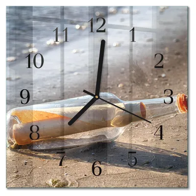 Produktbild von Tulup Glasuhr Wanduhr Küchenuhr Echt-Glas 30x30 cm Modern Dekorativ Geräuschlos Schwarzen Zeigern - Flaschenbrief
