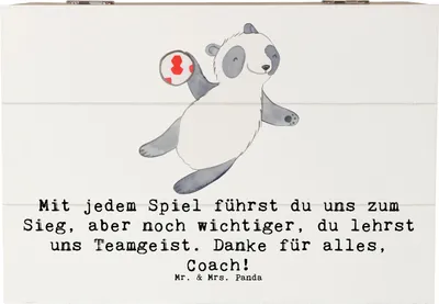 Produktbild von Mr. & Mrs. Panda Box Handball Trainerin Dankeschön 22 x 15 cm - Weiß - Geschenk, Sportart, Kiste, Team, wichtiger, Erinnerungskiste, Anerkennung, Teamgeist, fotobox