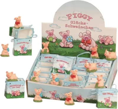 Produktbild von Display 24 Stück Glücksschweine in Geschenktütchen