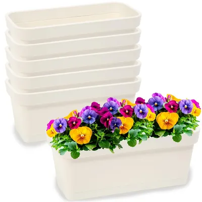 Produktbild von Set aus 6 nachhaltigen Kunststoff-Blumentöpfen für Balkon oder Garten