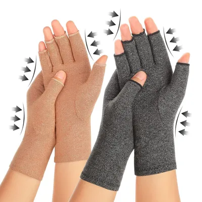 Produktbild von Arthritis-Handschuhe 2 Paar, Fingerlos, Kompressionsdesign Für Karpaltunnel Und Gelenkschmerzen, Für Damen Und Herren
