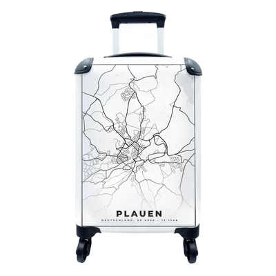 Produktbild von MuchoWow® Koffer Handgepäck Trolley Rollkoffer Kleine Reisekoffer mit 4 Rollen - Plauen - Karte - Stadtplan - Cabin Size < 55x40x23 cm & 55x40x20 cm - Fotokoffer - Kabinenkoffer - Boardgepäck - Reise-Box - Reisekoffer - Reisegepäck - Koffer mit Bild - Trolley für Kinder